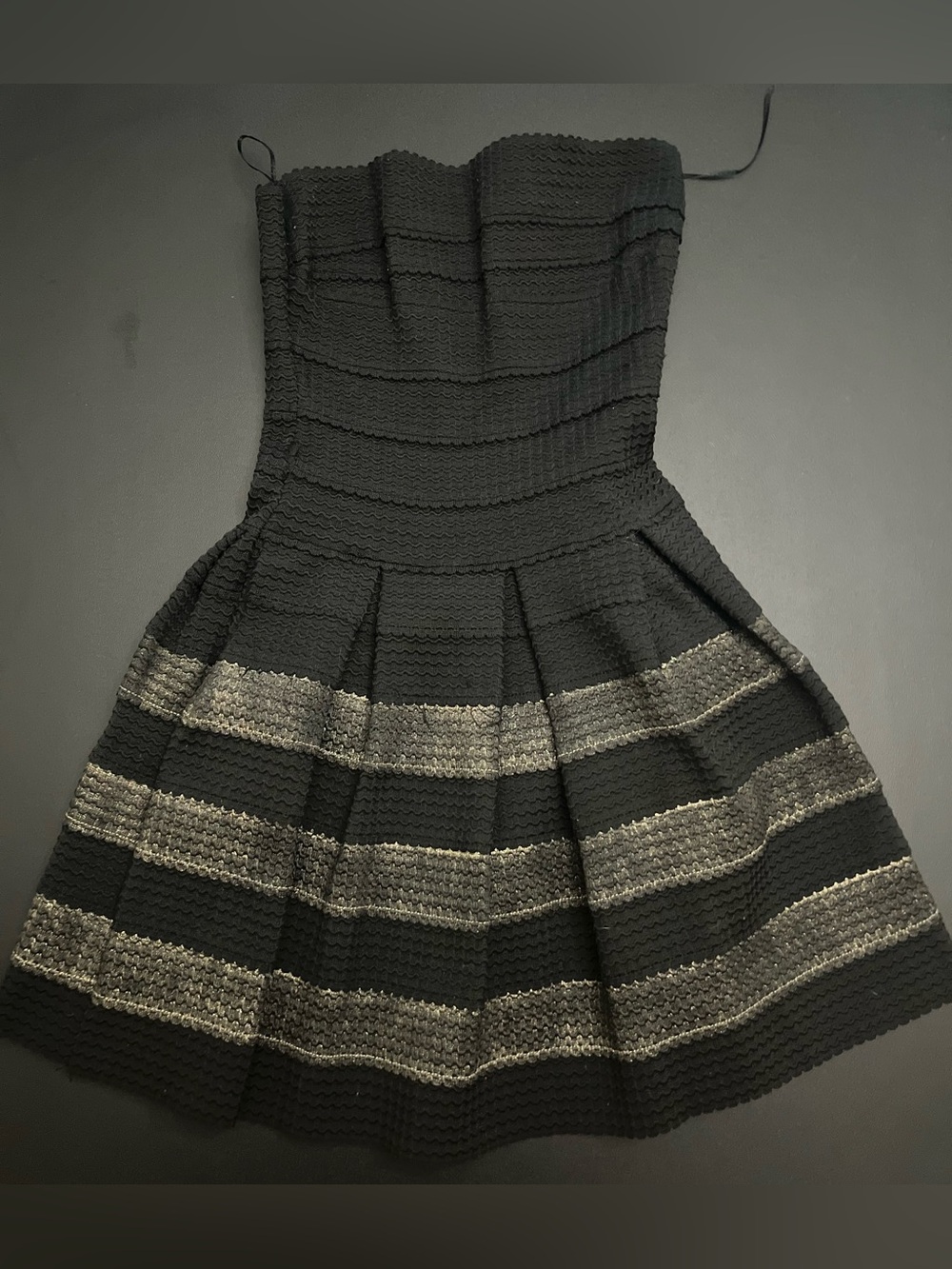 Strapless Black Dress with Metallic Silver Banding